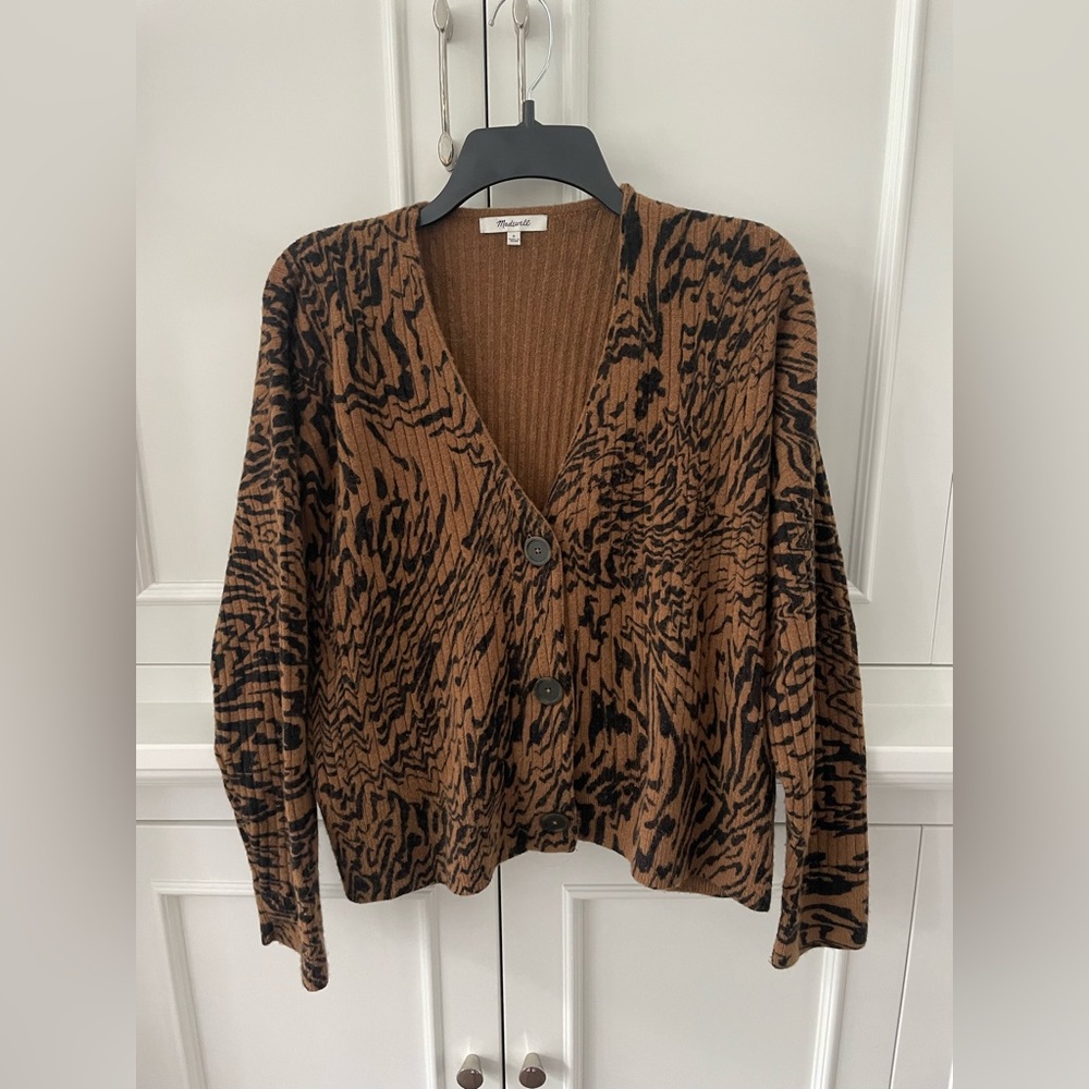 Madewell Tiger Print Cardigan Small